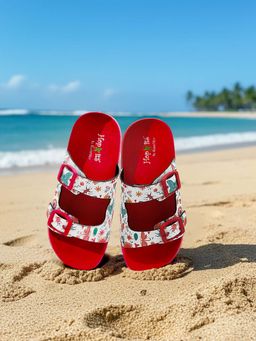 KazarMax - Splash-Steps Girls Red Floral Printed Waterproof Sandals