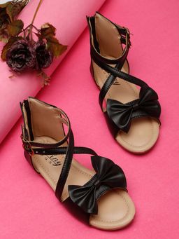 Tiny Bugs - Girls Black Gladiators Sandals