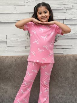 Napchief - Girls Pink Printed T-shirt with Pant