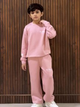 Napchief - Pink Solid Relaxed Sweatshirt with Joggers