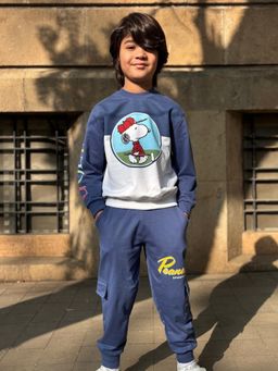 Napchief - Navy Blue Character Relaxed Sweatshirt with Joggers