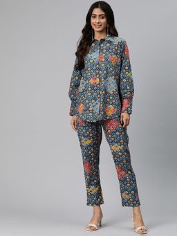 Readiprint - Shirts Cotton Blue Color Co-Ord (Set of 2)