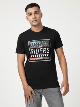 Lee - Men Graphic Print Black Crew Neck T-Shirt (Slim)