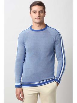 Peter England - Men Light Blue Crew Neck Sweater
