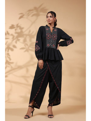 Black Ikkat Dhoti Co-Ord