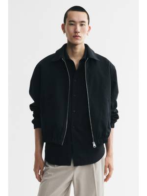 Buy H&M Men Black Collared Cotton Jacket