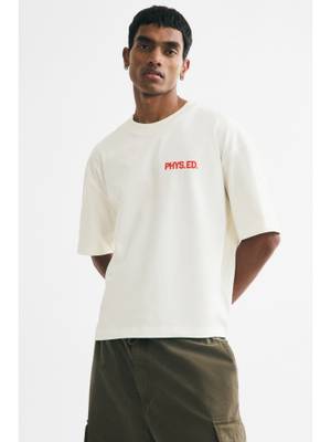 Buy H&M Men White Oversized Fit Printed T-Shirt