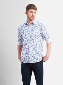 Jack & Jones - White Floral Print Full Sleeves Shirt