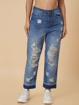 Globus - Women Blue Boyfriend Fit Mid Rise Jeans