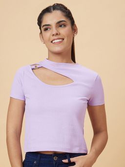 Globus - Women Lavender Solid Cotton Top