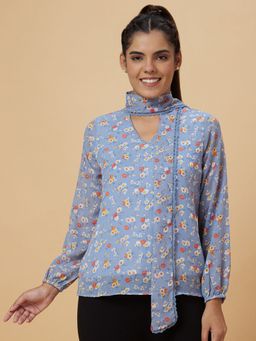 Globus - Women Blue Printed Polyester Top