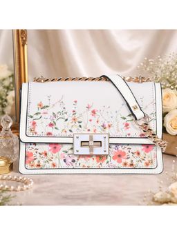 ESBEDA - White Color Prestige Flora Sling Bag (Medium)