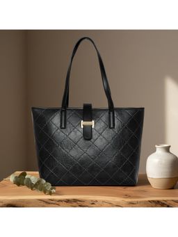 ESBEDA - Black Color Elara Quilted Luxe Tote Bag (Large)