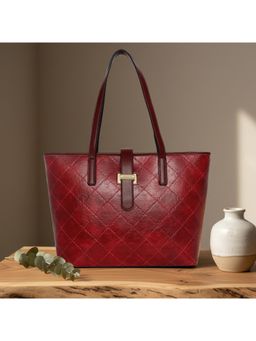 ESBEDA - Red Color Elara Quilted Luxe Tote Bag (Large)