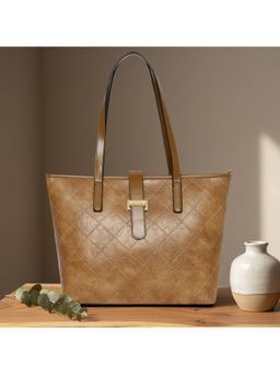 ESBEDA - Camel Color Elara Quilted Luxe Tote Bag (Large)