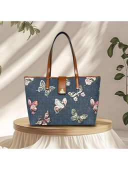 ESBEDA - Blue Color Butterfly Bloom Tote Bag (Large)