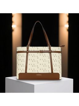 ESBEDA - Beige Color Verona Executive Laptop Tote Bag (Large)