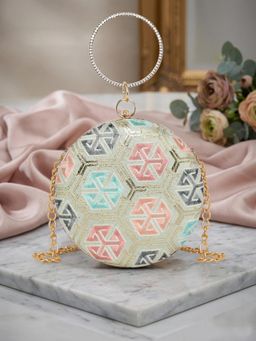 ESBEDA - Multi Color Pastel Prism Ring Clutch with Detachable Chain (Small)