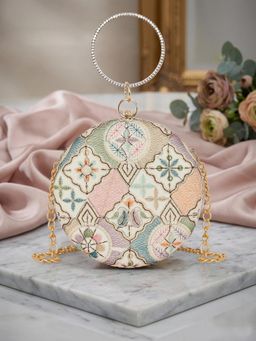 ESBEDA - Multi Color Mandala Muse Circle Clutch with Detachable Chain (Small)