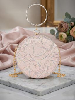 ESBEDA - Pink Color Majestic Rosaline Circle Clutch with Detachable Chain (Small)