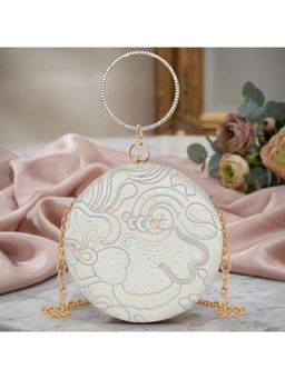 ESBEDA - White Color Mint Aurelia Circle Clutch with Detachable Chain (Small)