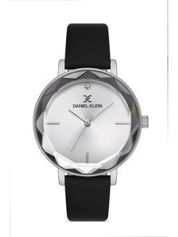 Daniel Klein - Silver Color Leather Strap Watch for Women DK.1.13187-1