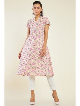 Soch - Women Beige Cotton Printed Kurta