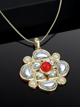 Estele - Gold Plated Flower Designer Kundan Pendant for Women