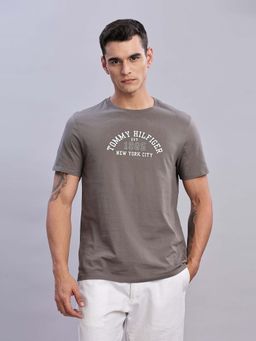 Tommy Hilfiger - Grey Logo Regular Fit Cotton T-shirt