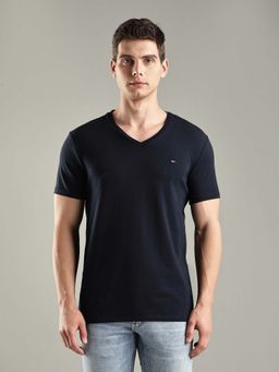 Tommy Hilfiger - Navy Blue Solid Slim Fit Cotton T-shirt