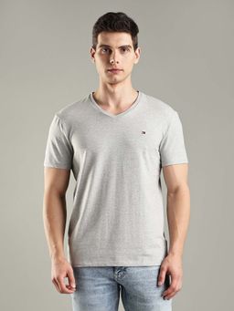 Tommy Hilfiger - Grey Solid Slim Fit Cotton T-shirt