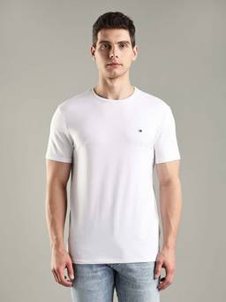 Tommy Hilfiger - White Solid Slim Fit Cotton T-shirt