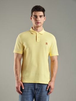 Tommy Hilfiger - Yellow Solid Regular Fit Cotton Polo T-shirt