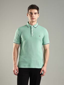 Tommy Hilfiger - Green Solid Slim Fit Cotton Polo T-shirt