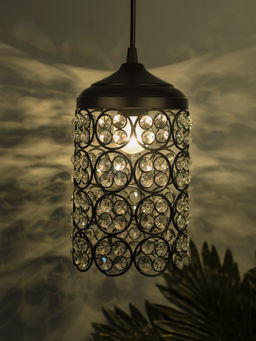 Homesake - Black Quad Crystal Hanging Cylinder Light