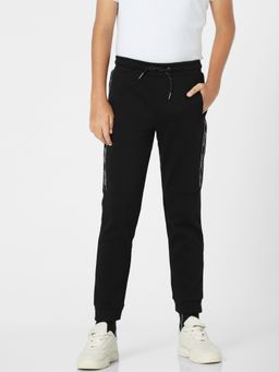 Jack & Jones Junior - Black Mid Rise Tape Detail Sweatpants