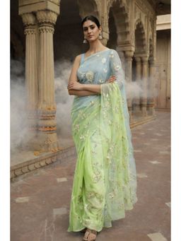 Geroo Jaipur - Shaded Handcrafted Gota Patti Chiffon Saree