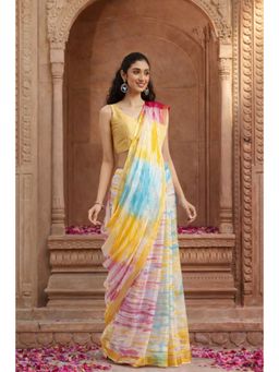 Geroo Jaipur - Magenta Pink Handcrafted Shibori Bandhani Kota Silk Saree