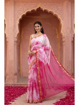 Geroo Jaipur - Handcrafted Shibori Bandhnai Kota Art Silk Saree