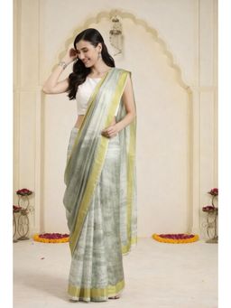 Geroo Jaipur - Grey Hand dyed Kota Art Silk Saree