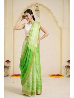 Geroo Jaipur - Green Hand dyed Shibori Kota Art Silk Saree
