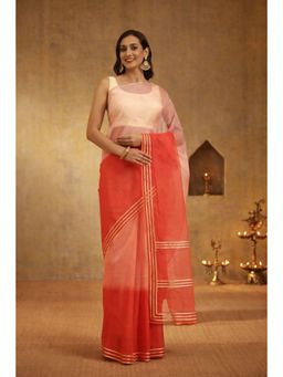Geroo Jaipur - Peach Shaded Organza Saree
