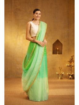 Geroo Jaipur - Green Shaded Organza Saree