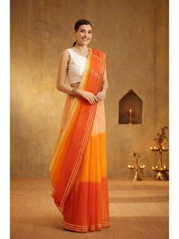 Geroo Jaipur - Orange Dyed shaded Organza Saree
