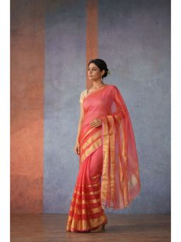 Geroo Jaipur - Red Kota Silk Saree With Zari Border