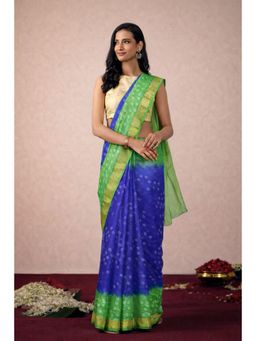Geroo Jaipur - Hand Dyed Green & Blue Bandhani Silk Saree