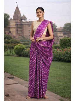 Geroo Jaipur - Hand Dyed Purple Bandhani Silk Saree