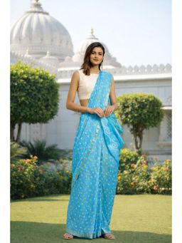 Geroo Jaipur - Hand Dyed Blue Bandhani Silk Saree