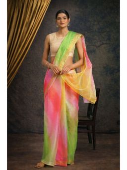 Geroo Jaipur - Hand Dyed Multicolor Bandhani Kota Silk Saree