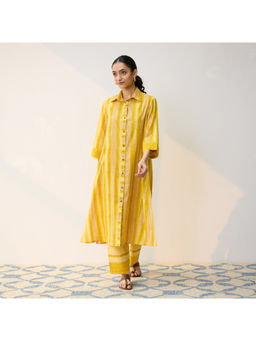 Rustorange - Mango Yellow Cotton Shirt Kurta with Pant (Set of 2)